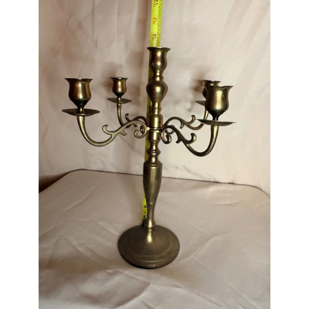 Vintage Brass 5 Light Candelabra 15 Inch Tall 5 Candle Holder Made in Thailand